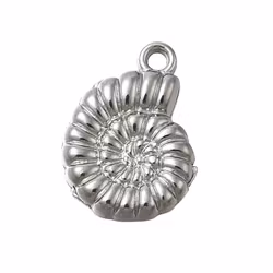 Gold-colored stainless steel charm round patterned amazonite with PVD, 1 pc.