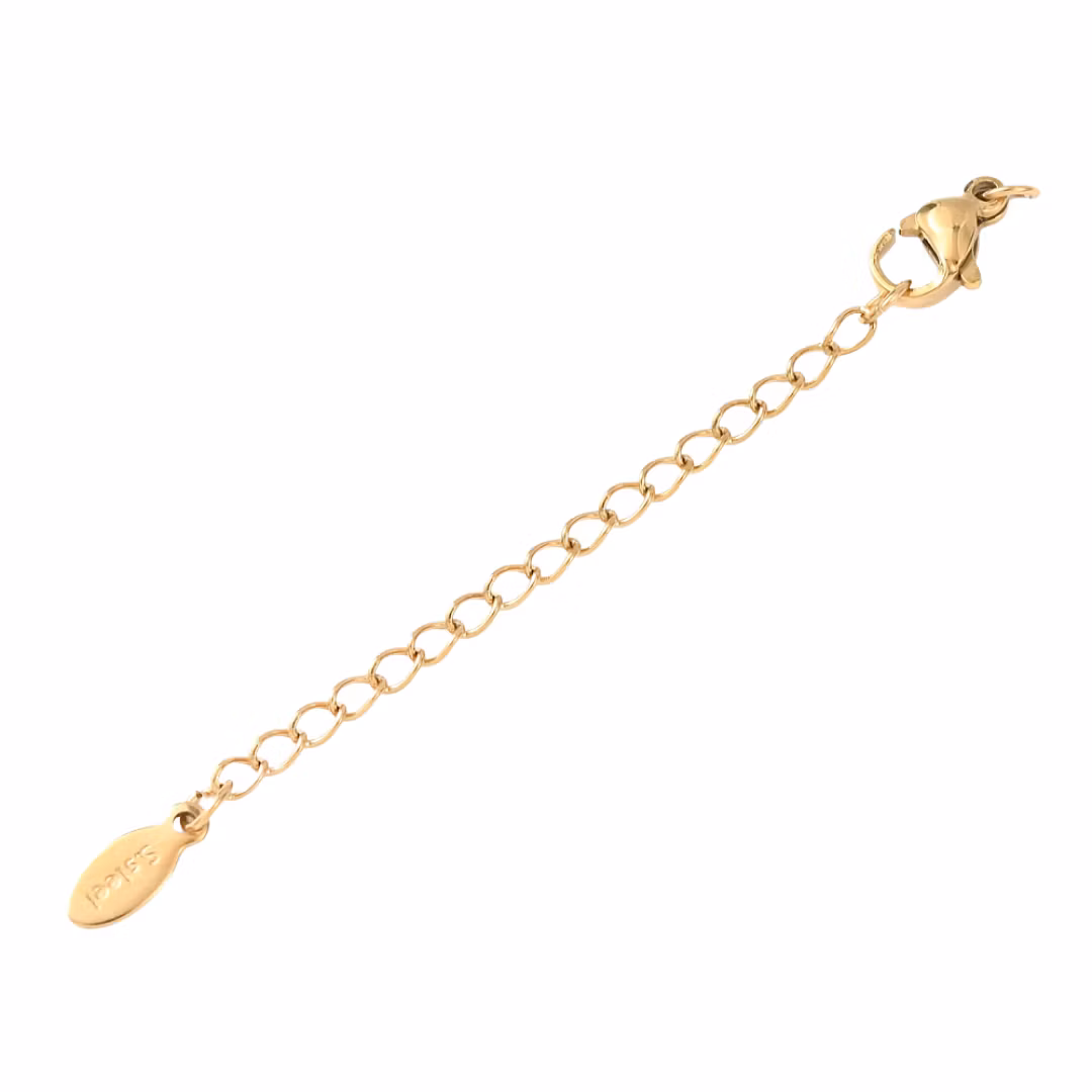 Gold-colored stainless steel extension chain with heart and PVD, 1 pc.
