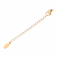 Gold-colored stainless steel extension chain with heart and PVD, 1 pc.