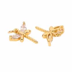 Guldfärgad berlock cubic zirconia trollslända, 1 st
