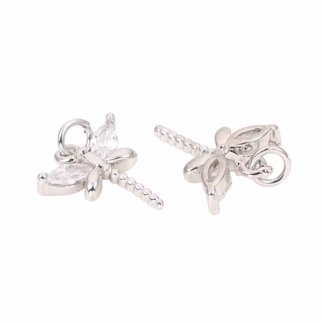Antikfärgad berlock cubic zirconia trollslända, 1 st