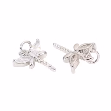 Antikfärgad berlock cubic zirconia trollslända, 1 st