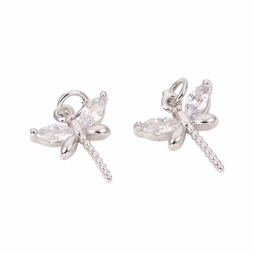 Antikfärgad berlock cubic zirconia trollslända, 1 st