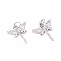 Antikfärgad berlock cubic zirconia trollslända, 1 st