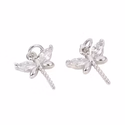 Antikfärgad berlock cubic zirconia trollslända, 1 st