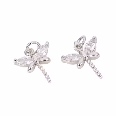 Antikfärgad berlock cubic zirconia trollslända, 1 st
