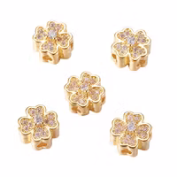Guldfärgad pärla fyrklöver med cubic zirconia och 18k, 1 st