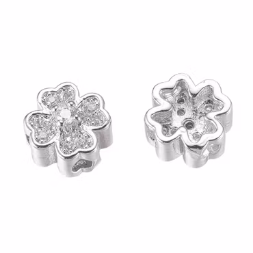 Antikfärgad pärla fyrklöver med cubic zirconia, 1 st