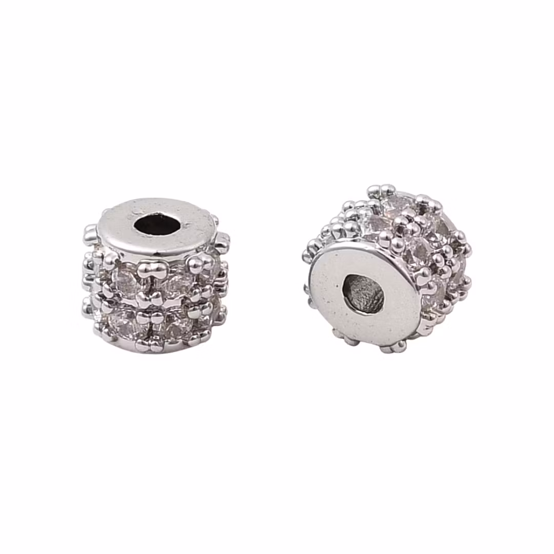 Antikfärgad pärla liten rondell med cubic zirconia, 1 st