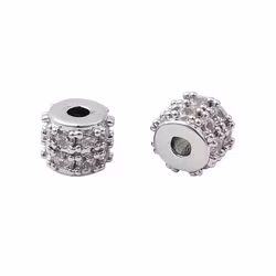 Antikfärgad pärla liten rondell med cubic zirconia, 1 st