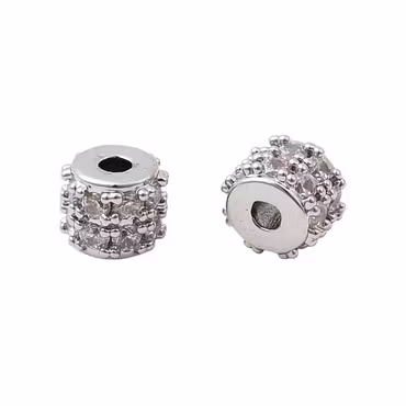 Antikfärgad pärla liten rondell med cubic zirconia, 1 st