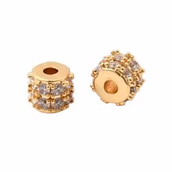 Guldfärgad pärla liten rondell med cubic zirconia, 1 st