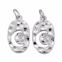 Antikfärgat hänge oval med stjärna & måne, cubic zirconia, 1 st
