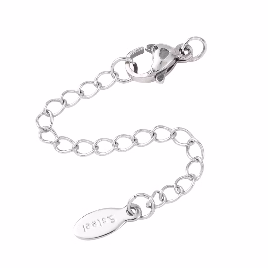 Gold-colored stainless steel extension chain with heart and PVD, 1 pc.