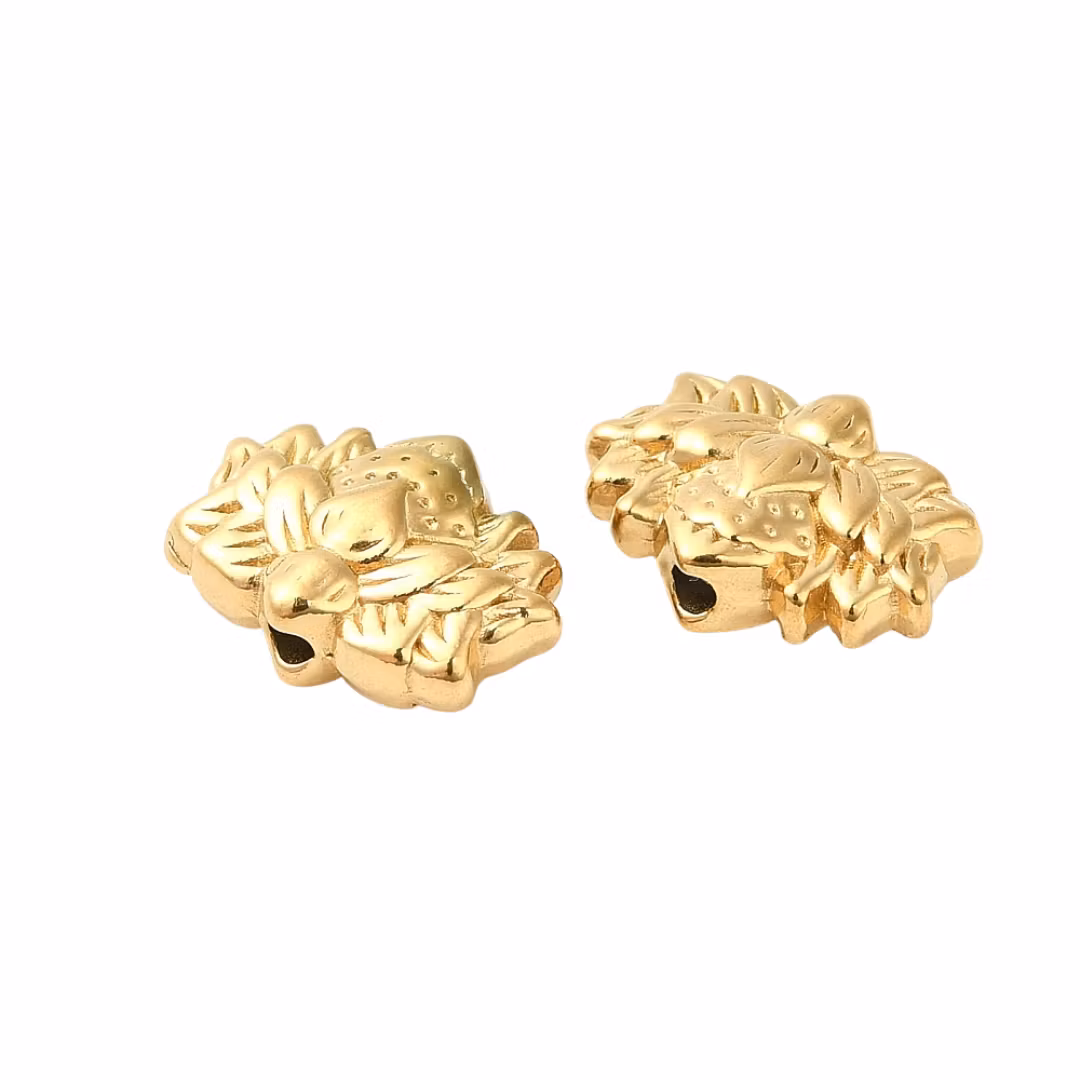 Guldfärgat rostfritt stål pärla lotus med 18k, 1 st