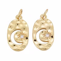 Antikfärgat hänge oval med stjärna & måne, cubic zirconia, 1 st