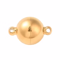 Gold-colored stainless steel magnetic clasp round 10 mm with PVD plating, 1 pc.