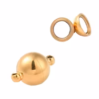 Gold-colored stainless steel magnetic clasp round 10 mm with PVD plating, 1 pc.