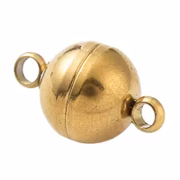 Gold-colored stainless steel magnetic clasp round 8 mm with PVD plating, 1 pc.