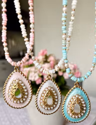 Gold-colored stainless steel pendant flower with PVD plating, 1 pc.