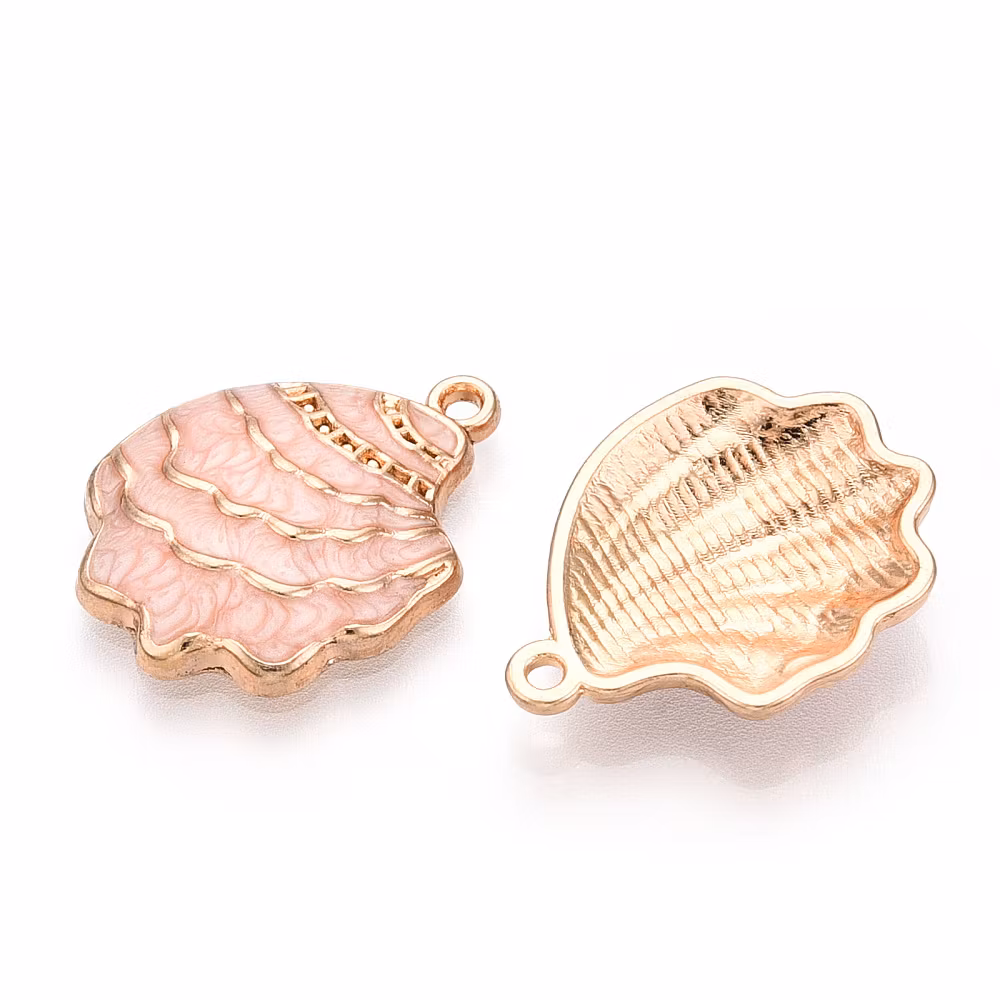 Gold-colored charm flower coral with pearl, 1 pc.