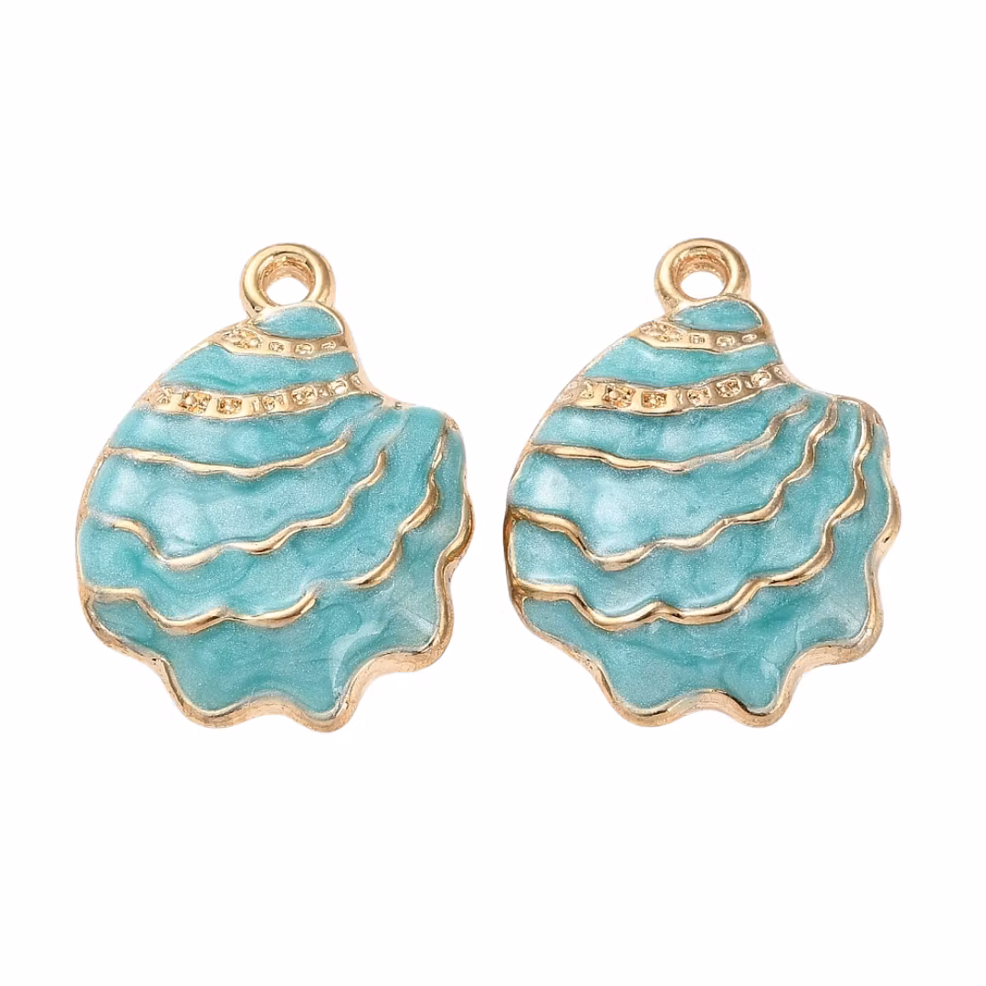 Gold-colored charm flower coral with pearl, 1 pc.