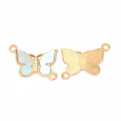 Light gold-colored connector butterfly aqua, 1 pc.