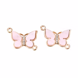 Light gold-colored connector butterfly aqua, 1 pc.