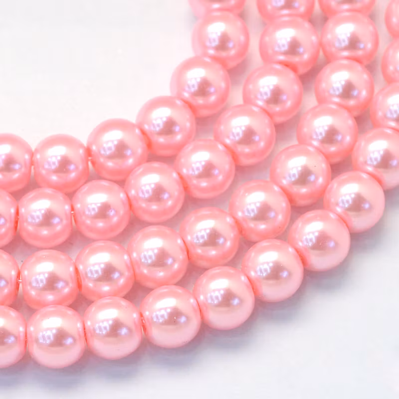 Vaxade glaspärlor 3 mm rosa, 1 sträng