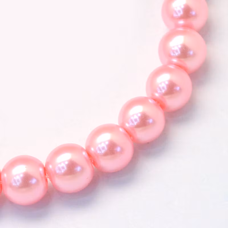 Vaxade glaspärlor 3 mm rosa, 1 sträng