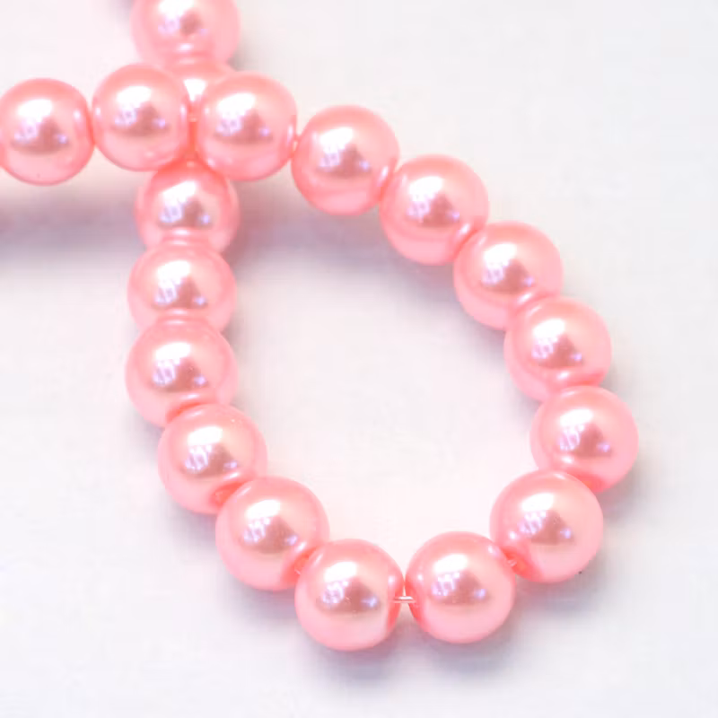 Vaxade glaspärlor 3 mm rosa, 1 sträng