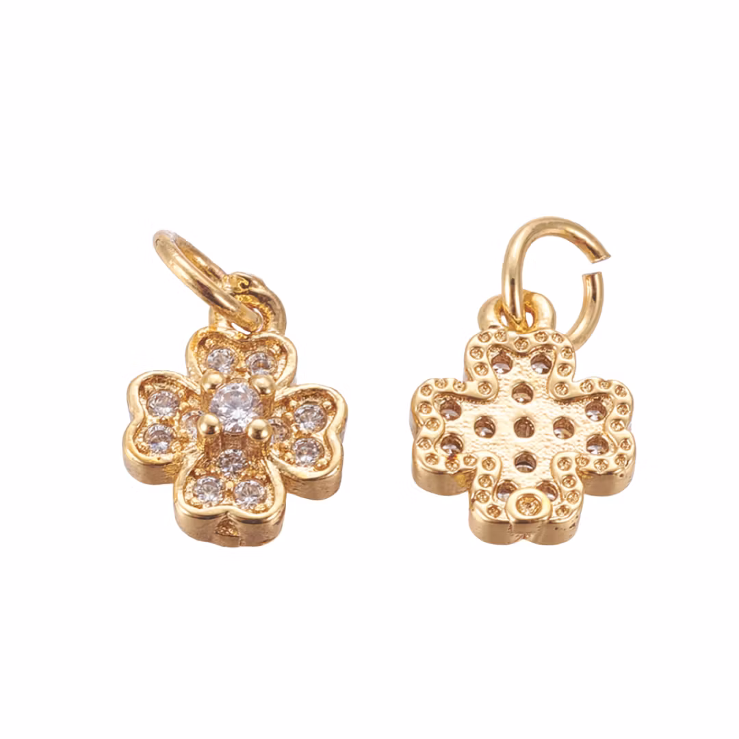 Guldfärgad berlock fyrklöver med cubic zirconia och 18k, 1 st