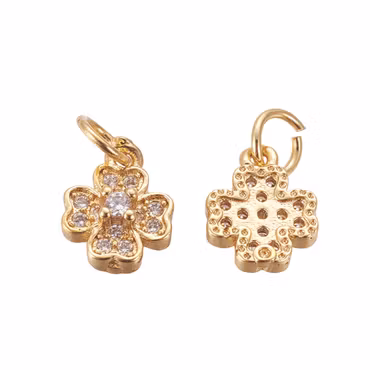 Guldfärgad berlock fyrklöver med cubic zirconia och 18k, 1 st