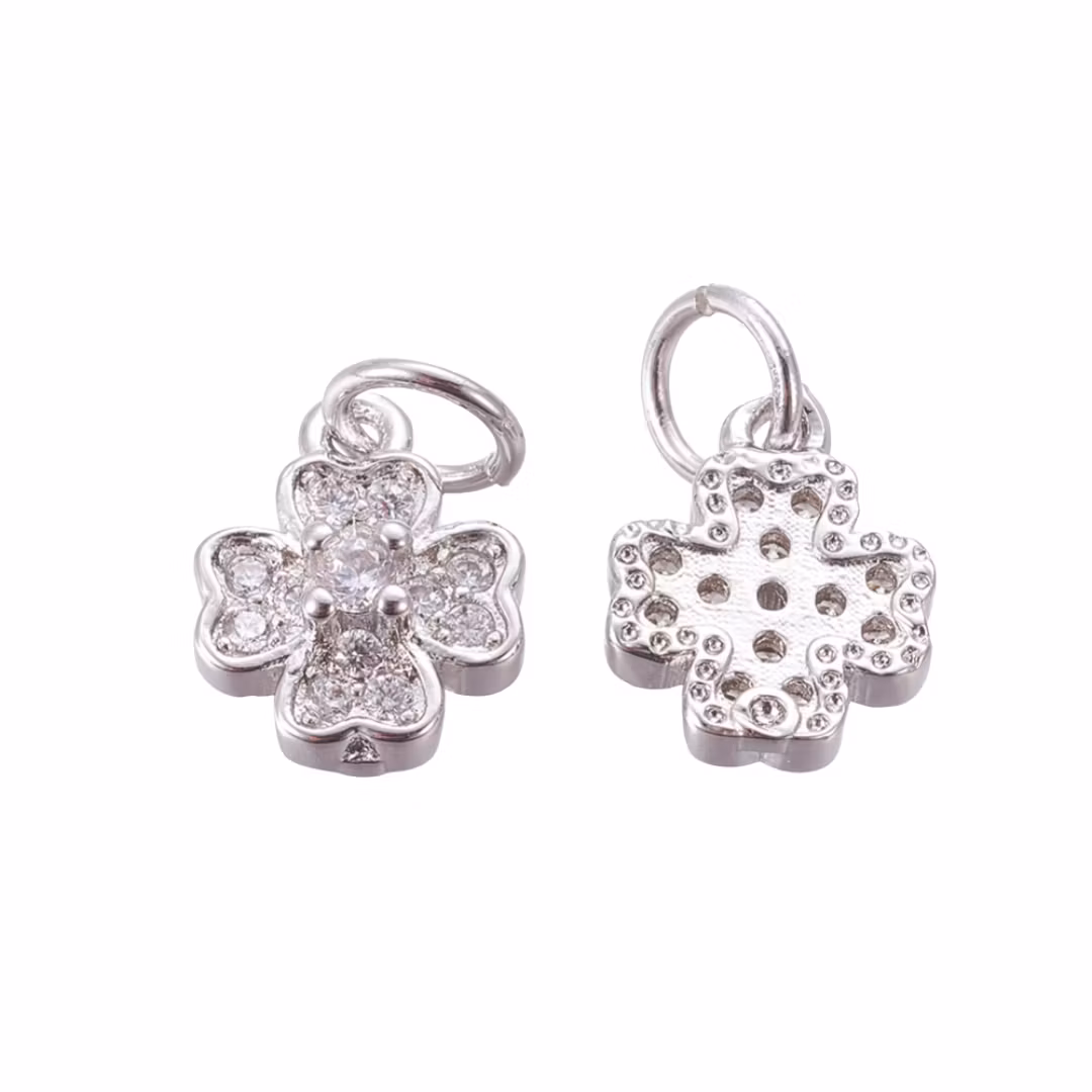 Antikfärgad berlock fyrklöver med cubic zirconia, 1 st