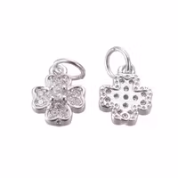 Antikfärgad berlock fyrklöver med cubic zirconia, 1 st