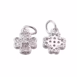 Antikfärgad berlock fyrklöver med cubic zirconia, 1 st