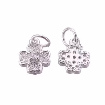 Antikfärgad berlock fyrklöver med cubic zirconia, 1 st