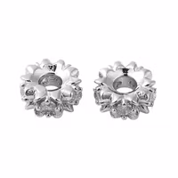 Gold-colored rhinestone roundel flowers with cubic zirconia, 1 pc.