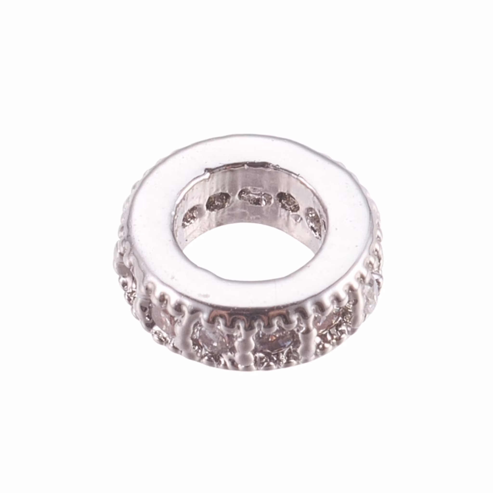 Gold-colored rhinestone roundel with cubic zirconia, 1 pc.
