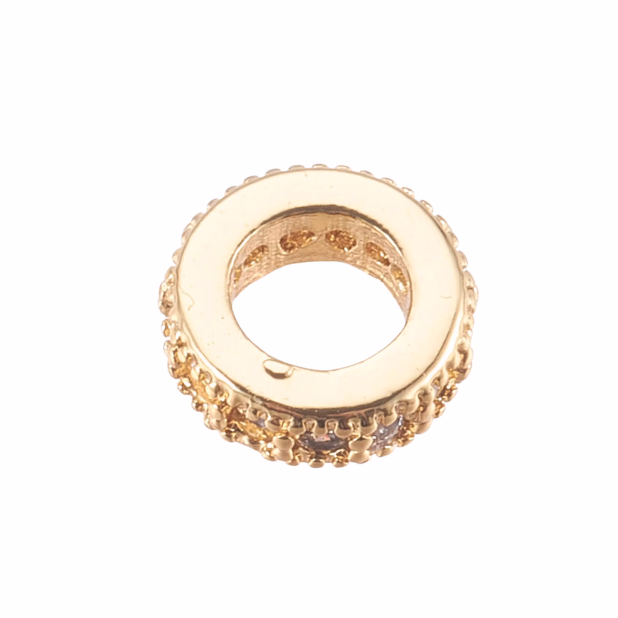 Antique colored rhinestone round with cubic zirconia, 1 pc