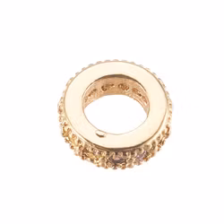 Antique colored rhinestone round with cubic zirconia, 1 pc