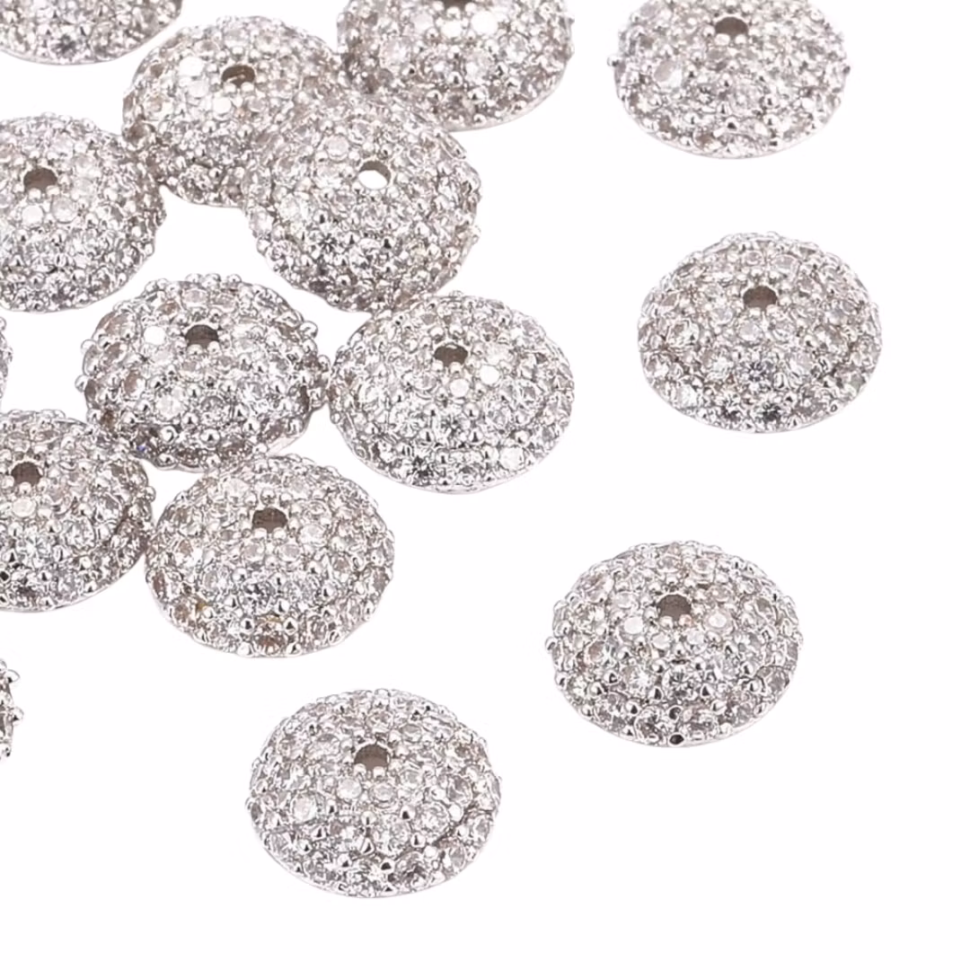 Guldfärgad pärlhatt 8 mm med cubic zirconia, 1 st