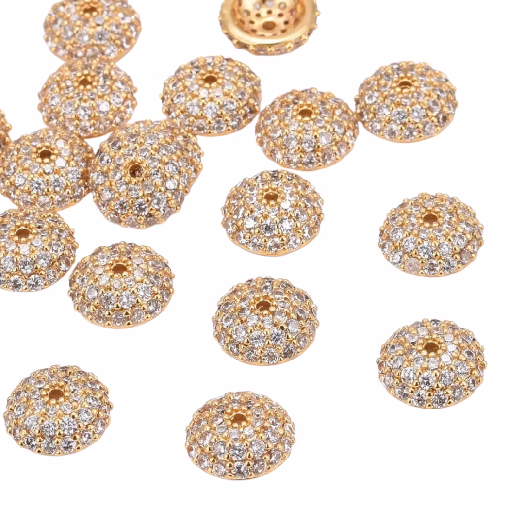 Antikfärgad pärlhatt 8 mm med cubic zirconia, 1 st