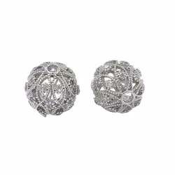 Guldfärgad strasspärla filigran 10 mm med cubic zirconia och 18k, 1 st
