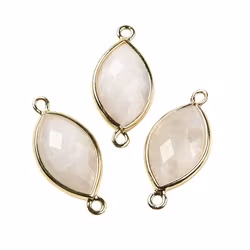 Gold-colored connector white moonstone, 1 pc.
