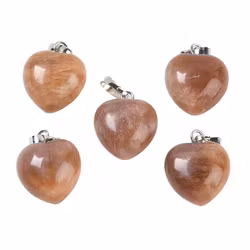 Antique colored pendant heart moonstone, 1 pc.