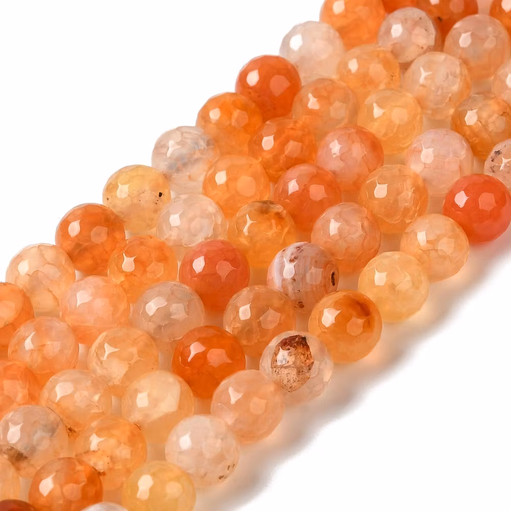 Dragon Vein Agat 8 mm orange facetterade, 1 sträng
