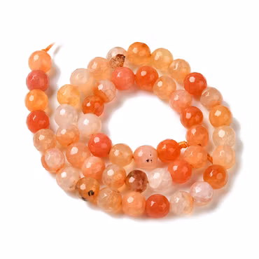 Dragon Vein Agat 8 mm orange facetterade, 1 sträng