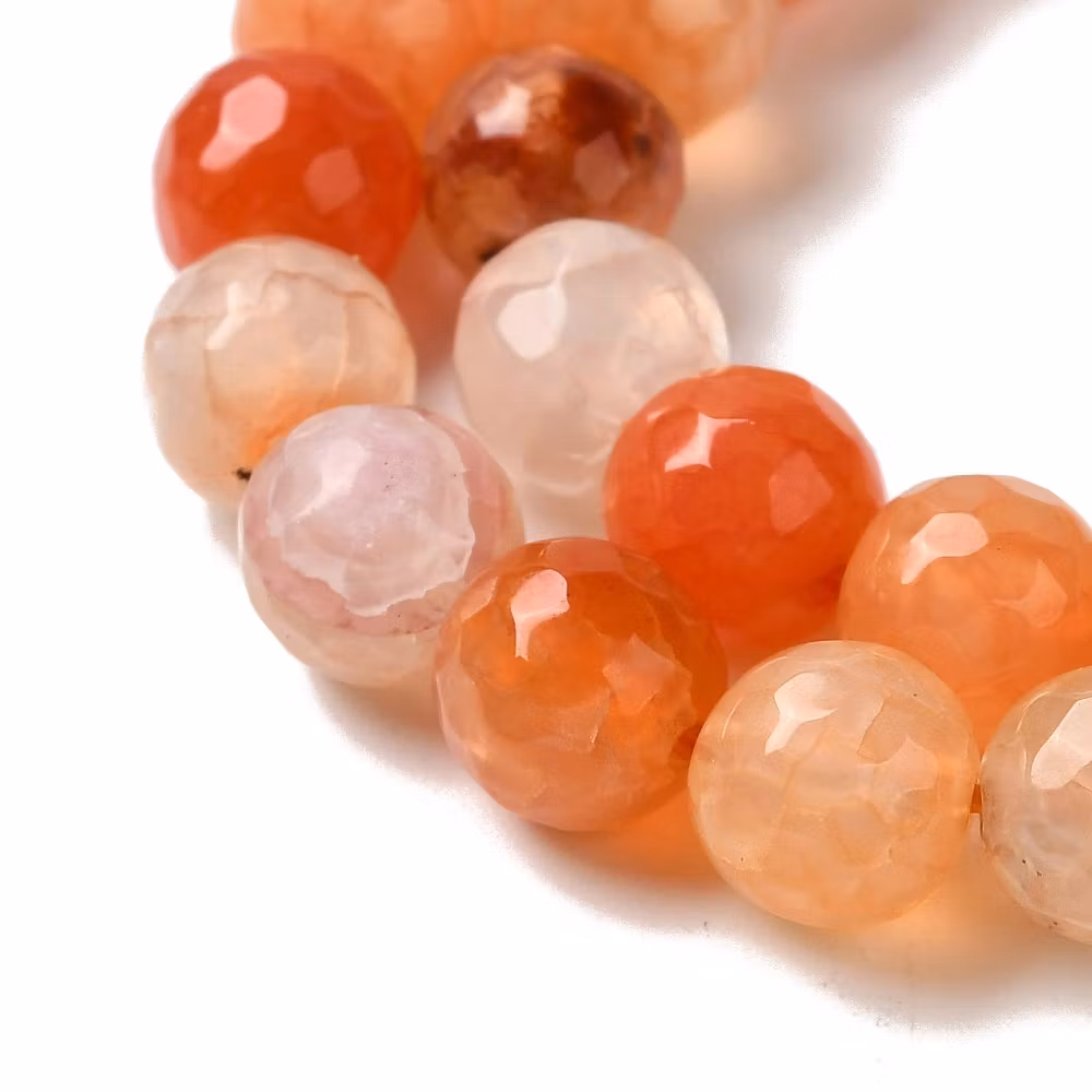 Dragon Vein Agat 8 mm orange facetterade, 1 sträng