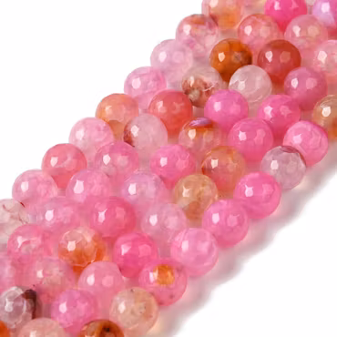 Dragon Vein Agat 8 mm rosa facetterade, 1 sträng
